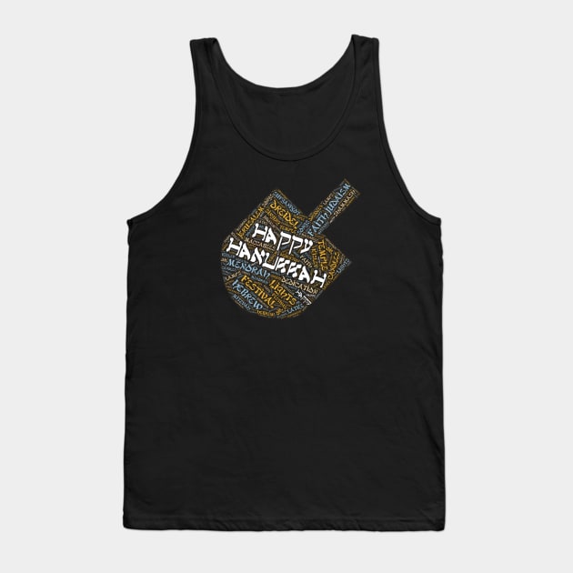 Hanukkah Wordcloud for Darker Backgrounds Tank Top by WYL - Words You Love